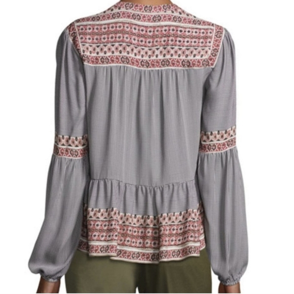 Veronica Beard Rosie Paisley & Gingham Boho Blouse, size 2 - Picture 2 of 6